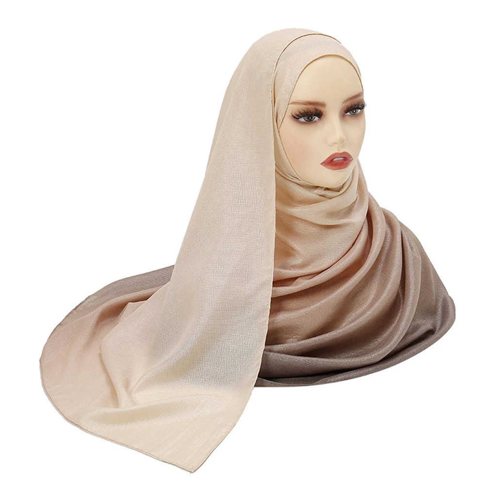 Rimaire Polyester Moslim Hijaabs Voor Vrouw Islamitische Jersey Gradiënt Kleur Sjaals 180*85Cm Hoofddoek Lenig En Helder