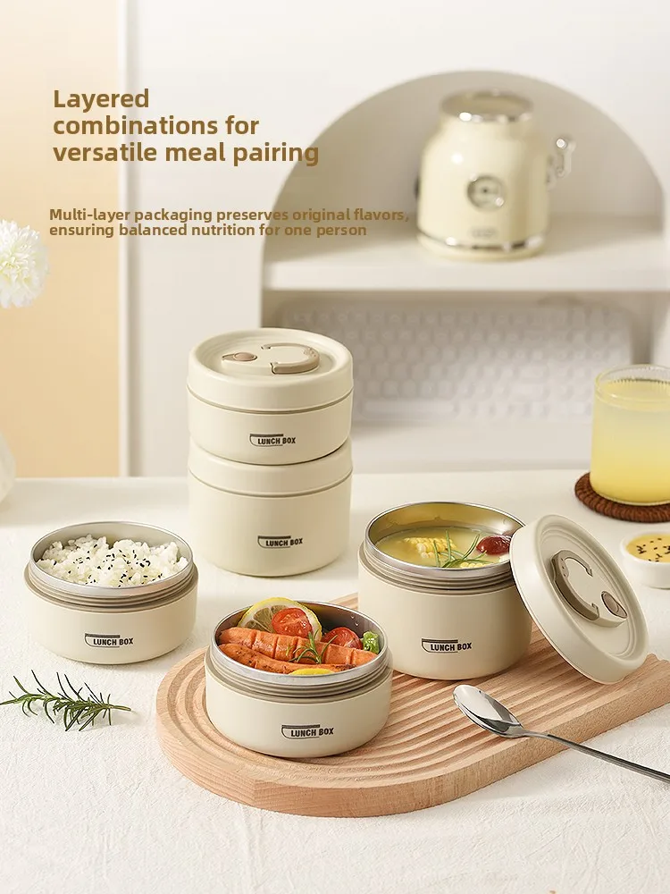 

Японский портативный ланч-бокс из нержавеющей стали 304, изолированная микроволновая печь с подогревом, студенческая коробка для бенто, миска для супа, контейнер для еды...