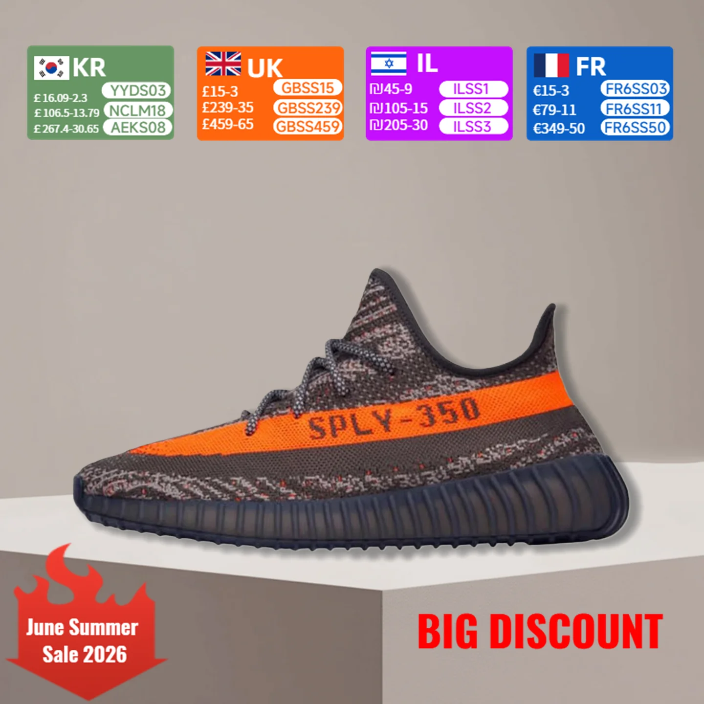 Adidas Originals Yeezy Boost 350 V2 Cinza Laranja Unissex Tênis de corrida acolchoados de cano baixo HQ7045