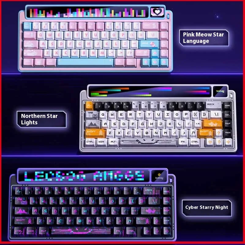 

Leobog Amg65 Механическая клавиатура Tft со светодиодным экраном Rgb с возможностью горячей замены Bluetooth 2,4 г Проводная клавиатура Пользовательские аксессуары для ПК и геймеров Подарки