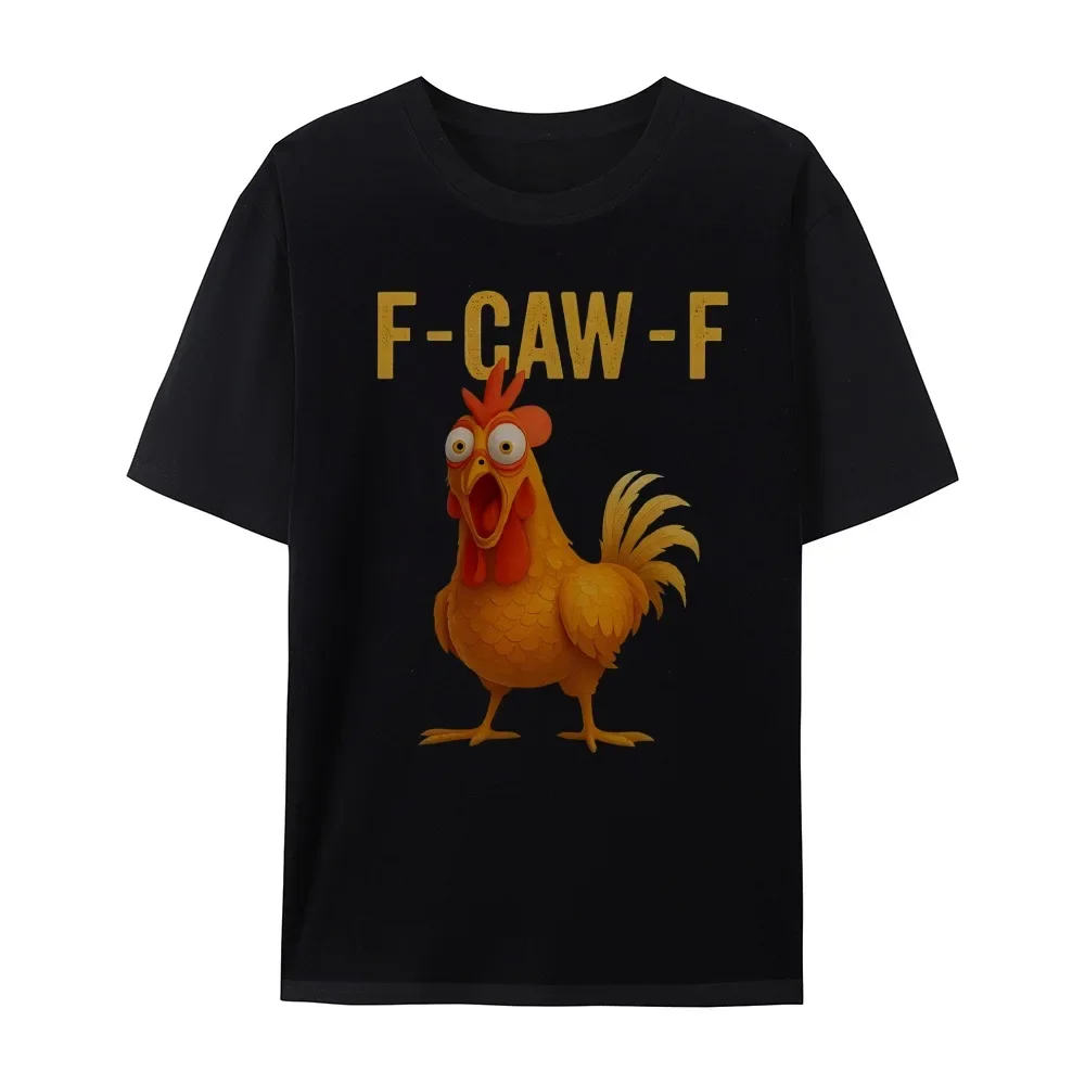 مضحك F-Caw-F قميص الدجاج، FCAWF الدجاج الرجال والنساء الفكاهة قميص الشارع أزياء عارضة الوجه جولة الرقبة قمم عالية الجودة