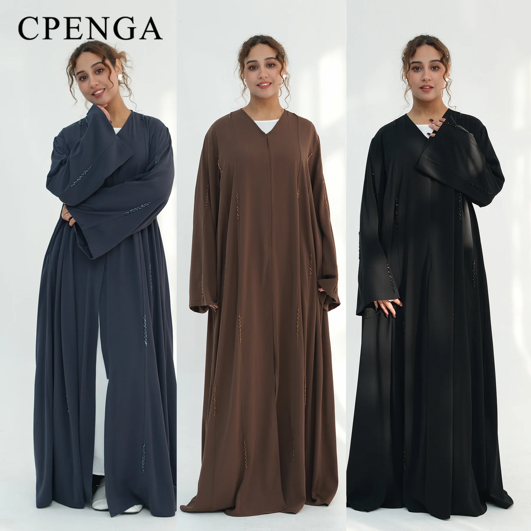 

Eid Luxury Dubai Abaya Dress for Muslim Women Elegant Arabic Modest Cardigan Ramadan Islamic Holiday Outfit Plain Turkey Kaftan