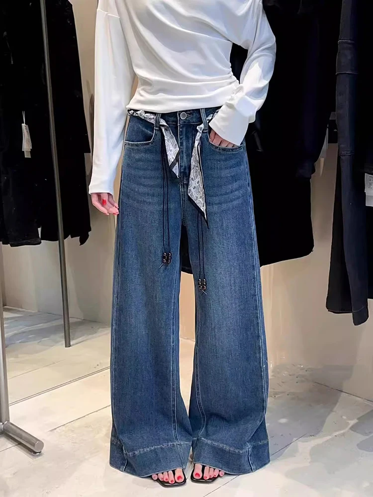 

Y2K прямые брюки с высокой талией, женские свободные широкие джинсы, осенние утягивающие универсальные брюки