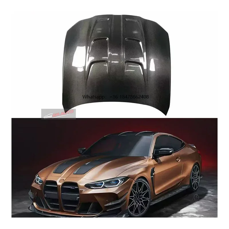 For M3 G80/M4 G82 New Dry Carbon Fiber Engine Hood with Bolts-High-quality Automotive Part