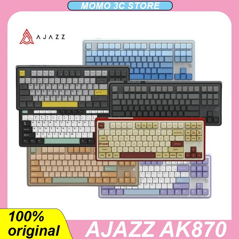 

AJAZZ AK870 Mechanical Keyboard Tri-mode 2.4G Bluetooth Wireless Keyboards Hot Swap Gasket RGB 87 Keys Customized Game Keyboard