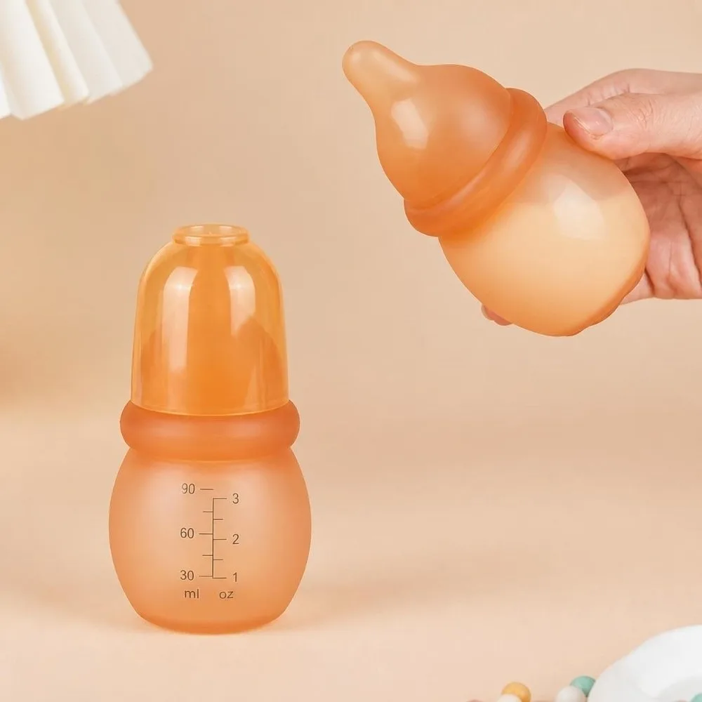 New Silicone Mini Baby Bottle 60ml Anti-bloating Feeding Bottle Wide-neck Milk Storage Bottle for Newborn Baby