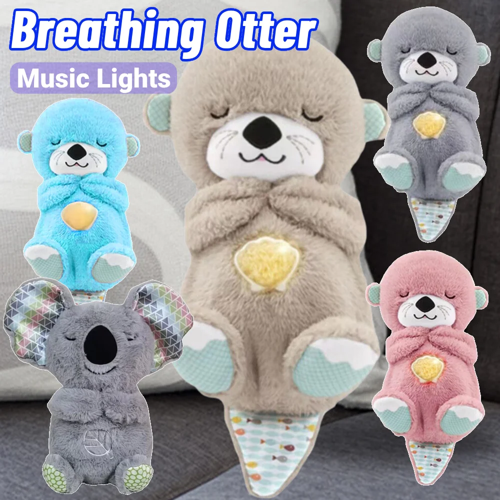 

Rhythmic Breathing Otter with Music Lights Sleep and Playmate Otter Baby Plush Toy Newborn Sensory Comfortable Baby Gifts