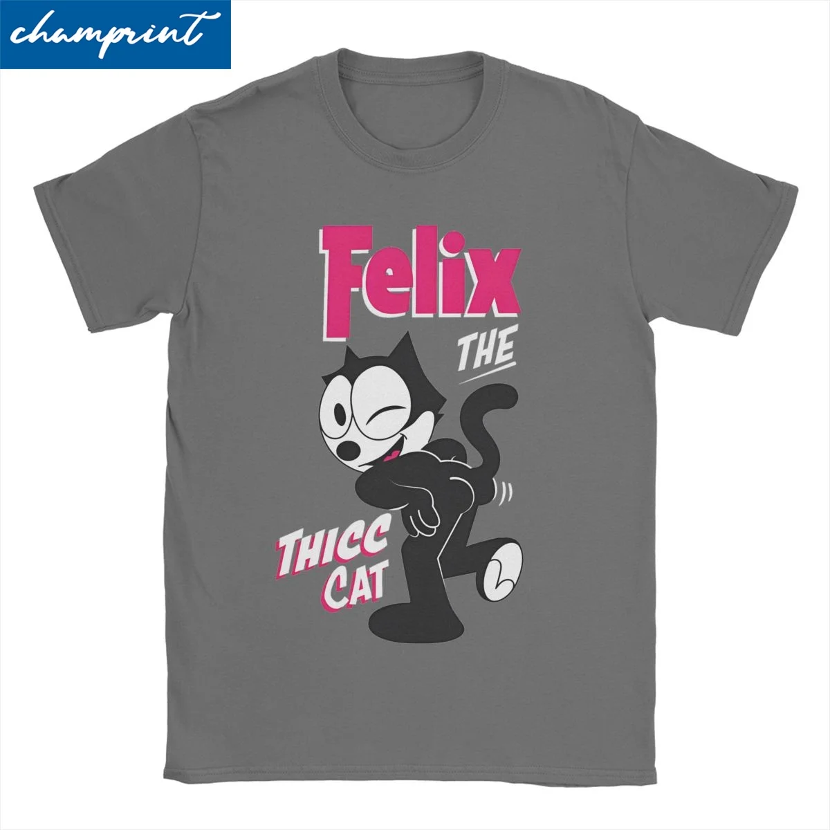 Animals Pets Cartoon Tv Shows T Shirts Men Women Pure Cotton T-Shirt Crewneck Cat F-Felix Tee Shirt Short Sleeve Clothes Adult