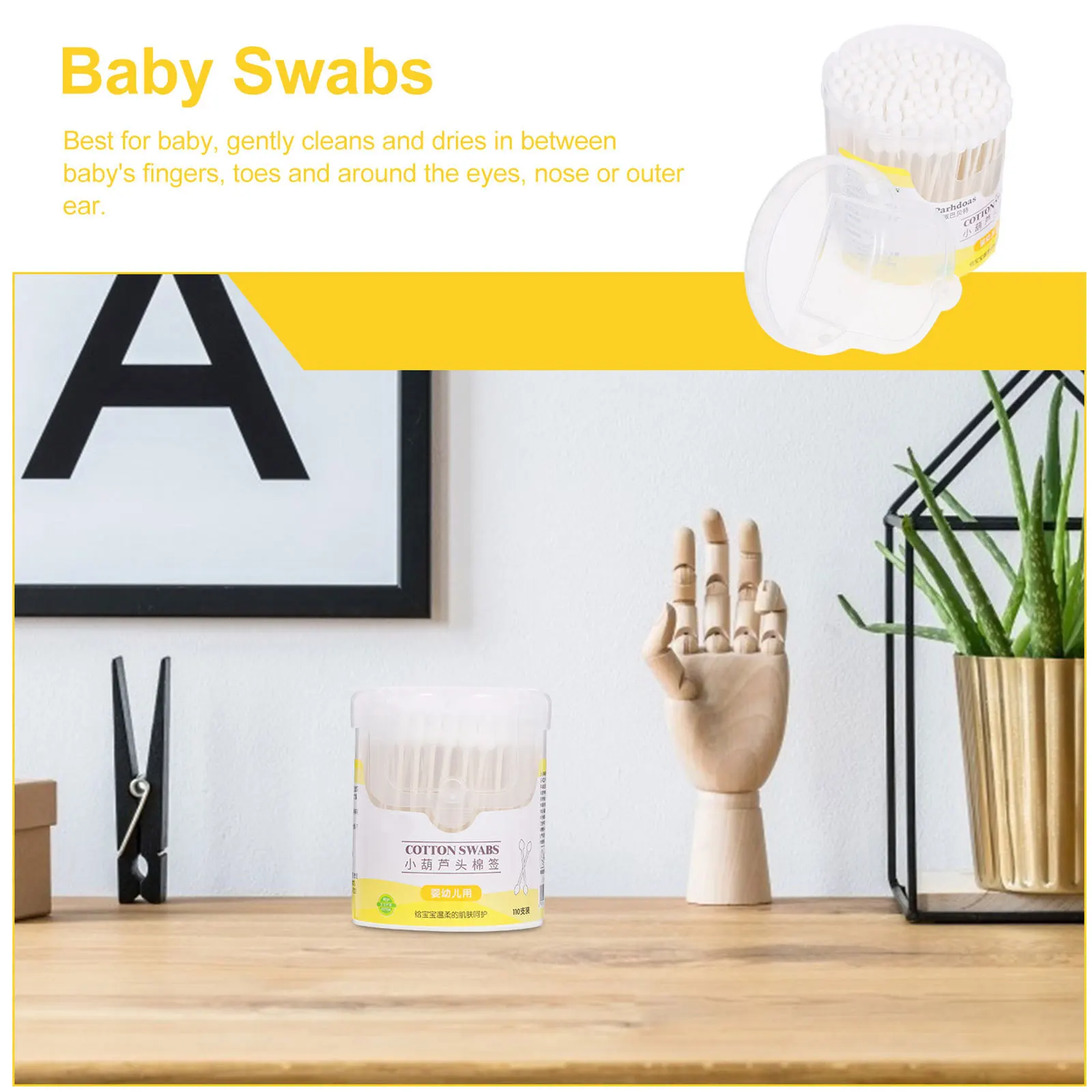 110 pçs cotonetes de algodão do bebê cabaça cabeça em forma de haste de papel eco amigável seguro para recém-nascidos limpeza atrás das orelhas nariz olhos botões de algodão