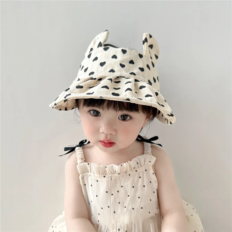 Baby Girl Hat Summer Sunhat Uv Protection Baby Hat Cotton Cute Large Brim Infant Beanies Kids Sunbonnet Cap