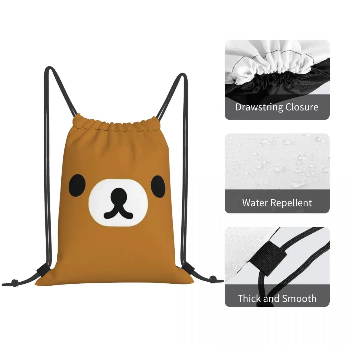 Rilakkuma Relax Bear Big Face Backpacks Portable Drawstring Bags Sports Bag Book Bags for Man Woman Students