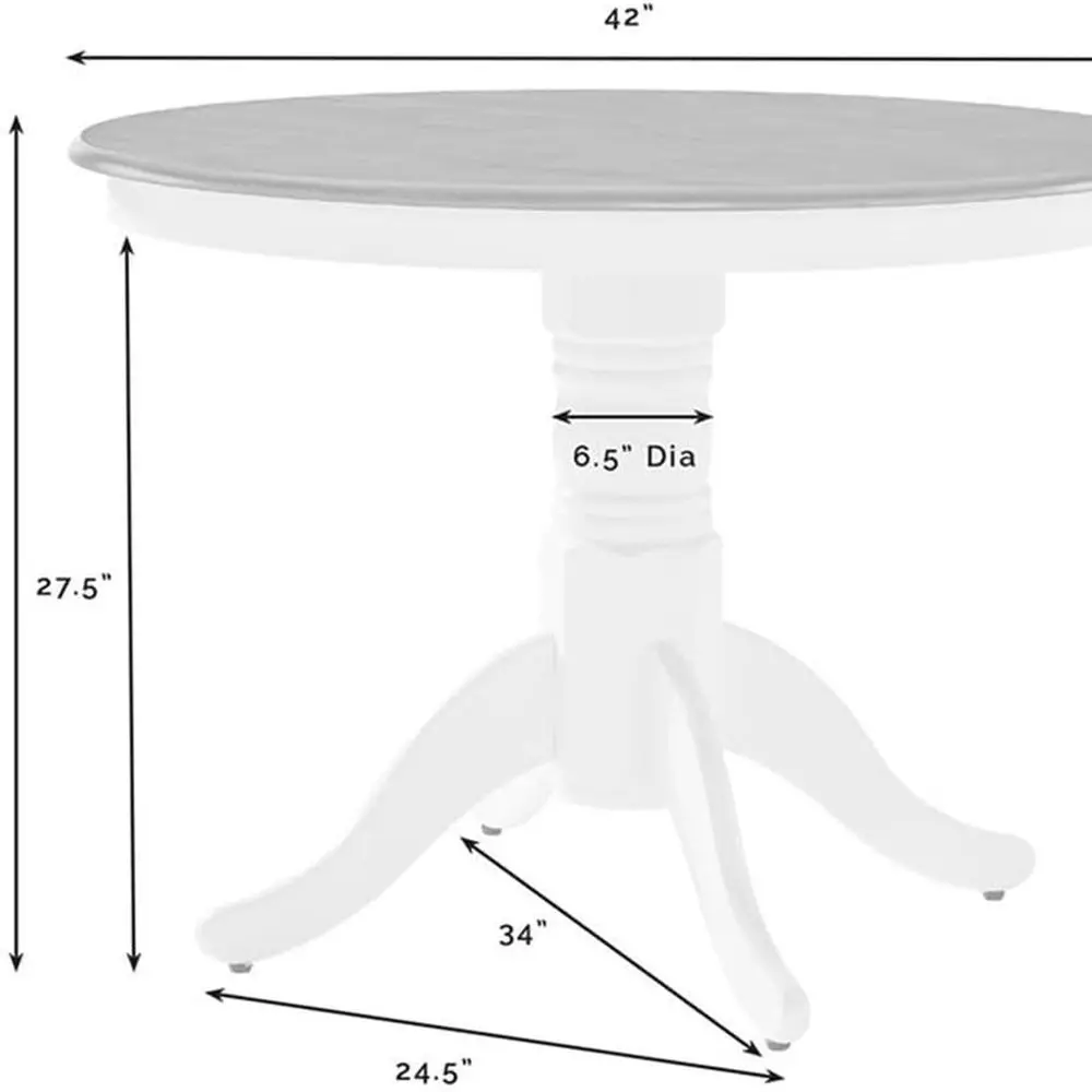 White Washed Round Pedestal Cherry Dining Table