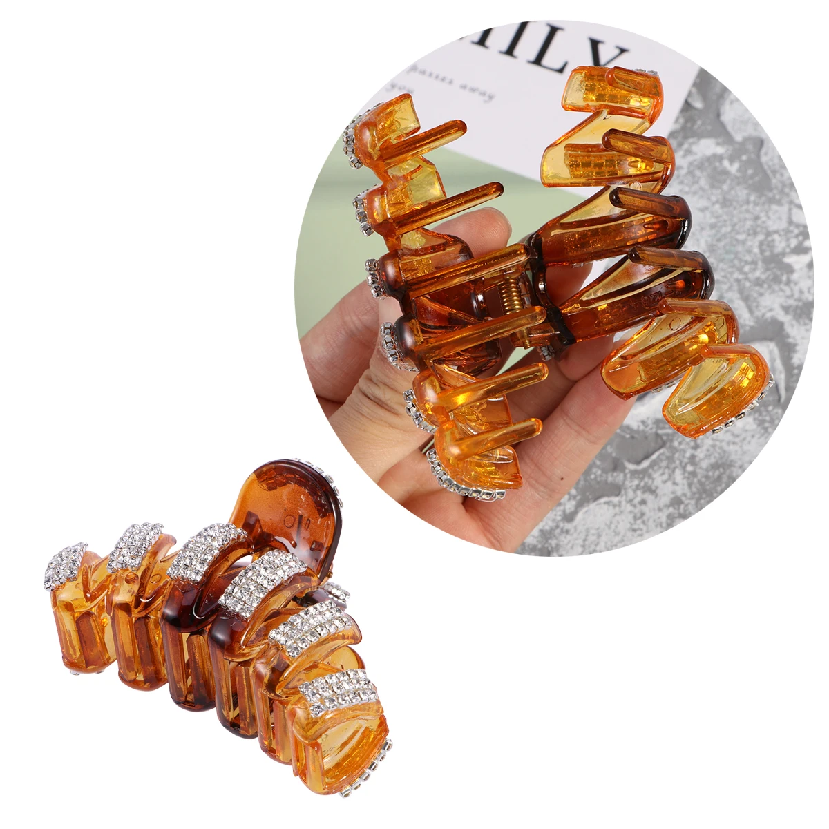 

Large Clips Durable Acrylic Rhinestones Decorated Styling Tools Hairdressing Accessories Claws Clamps Hold Hair Tight Neat Bath
