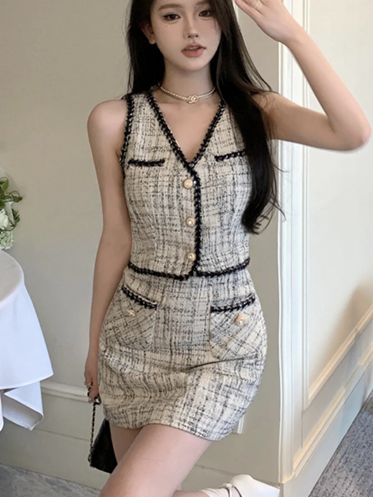 Short Sets skirt Casual 2 piece sets women outfit conjuntos cortos ensembles courts 2025 summer Two Piece Set For Women tank