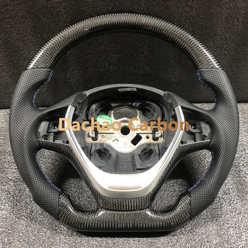 

Руль из настоящего углеродного волокна для BMW F30 F35 320i, высококачественный кожаный спортивный стиль в индивидуальном стиле