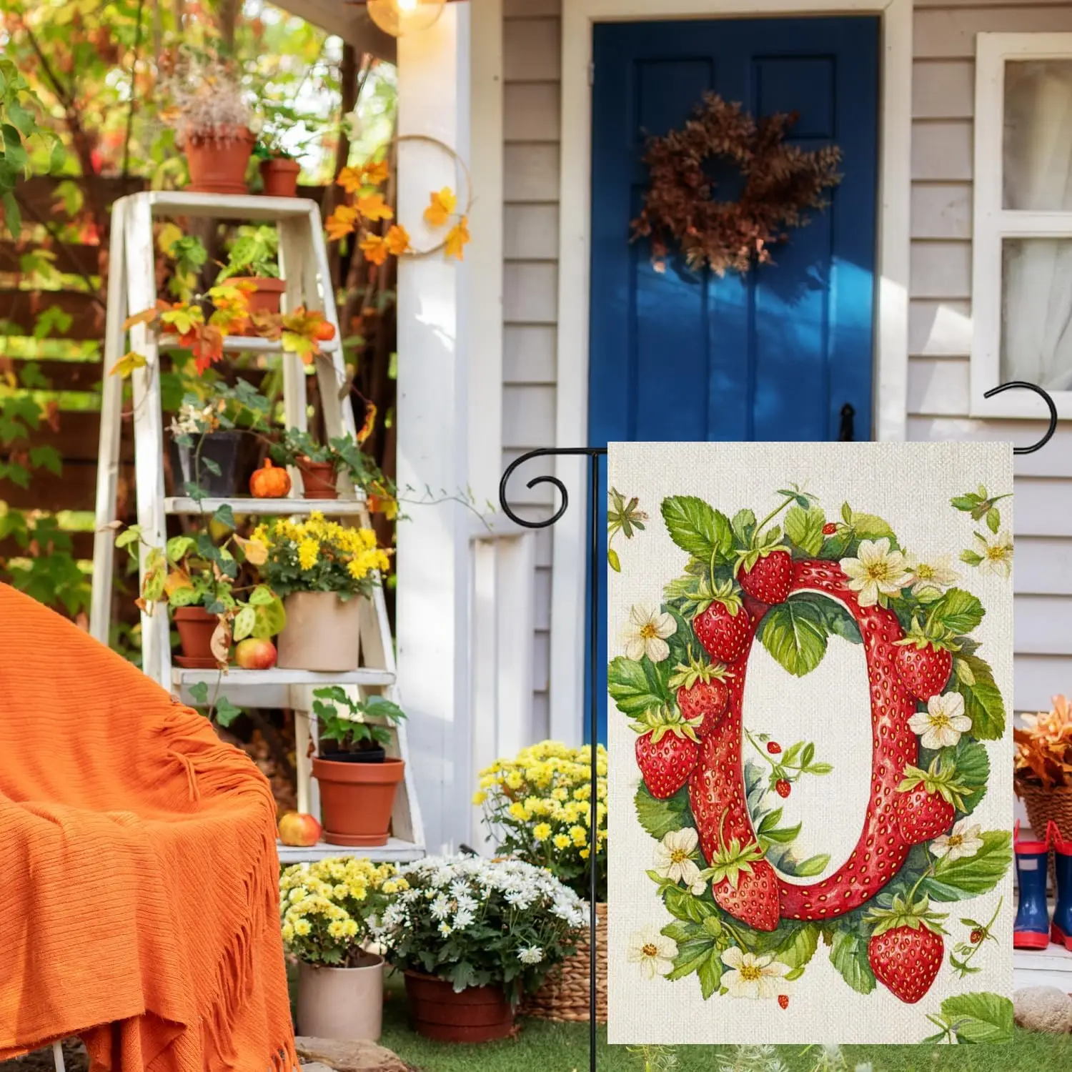 Welcome Monogram O Garden Flag 12x18 Inch Double Sided Burlap Floral Family Last Name Small Yard Outdoor Decoration (6071) KZA