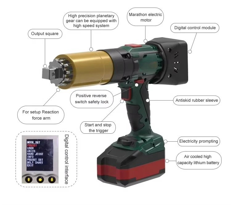 Cordless Digital Preset Torque Spanner, Industrial Wind Power Grade for Bolt Fastening