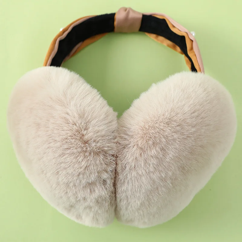 Anjj New Inlay Peral Earmuffs Fashion Elegant Soft Imitation Rabbit Fur Ear Muffs Winter Warm Ear Protect Clothing Accessories