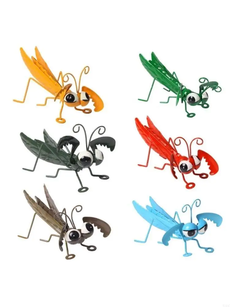 Iron Locust Ornament Artistic Insect Statue Elegant Wrought Iron Garden Sculpture for Household X3UC