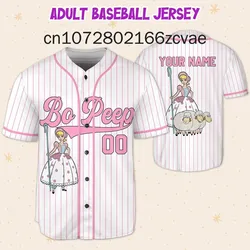 Toy Story Bo Peep Baeseball Jersey Streetwear Fashion Summer Men's And Women's Free Customized Short Sleeve Baseball Shirt