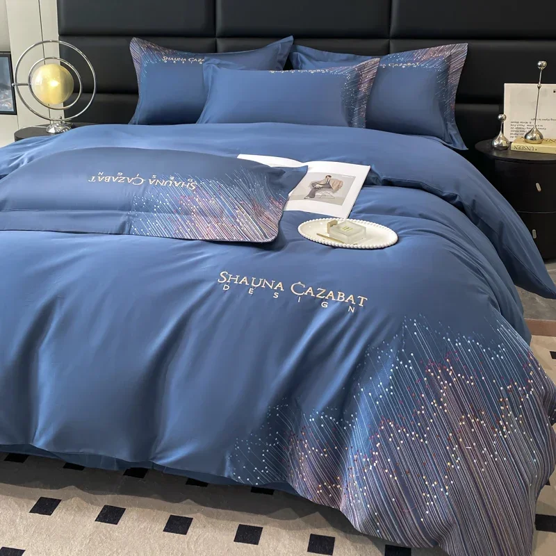 Set di quattro pezzi Galaxy Cotton ricamo aria condizionata piumino trapunta estiva leggera con tessuto doppio lato freddo e rinfrescante