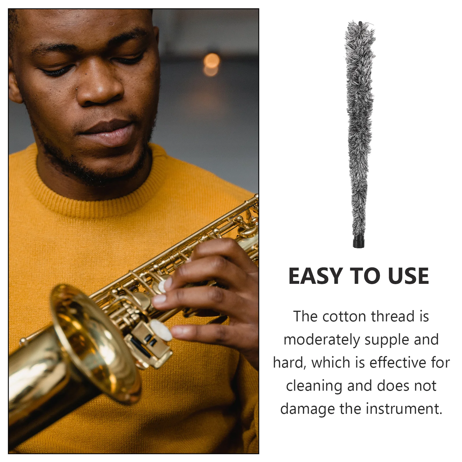 

Sax Cleaning Brush for Saxophone Clarinet Care Mouthpiece Cleaner Instruments Alto Repair Maintenance Kit Cotton Thread Flute