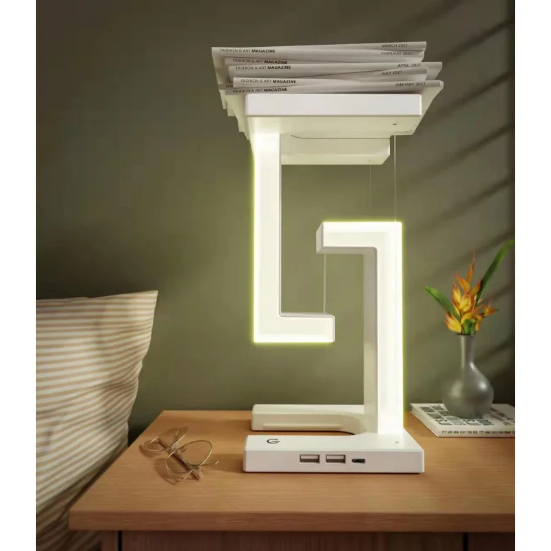 LED Floating Anti-Gravity Wireless Charging Desk Lamp Mobile Phone Charger Home Romantic Ornament Wireless Charging Table Lamp