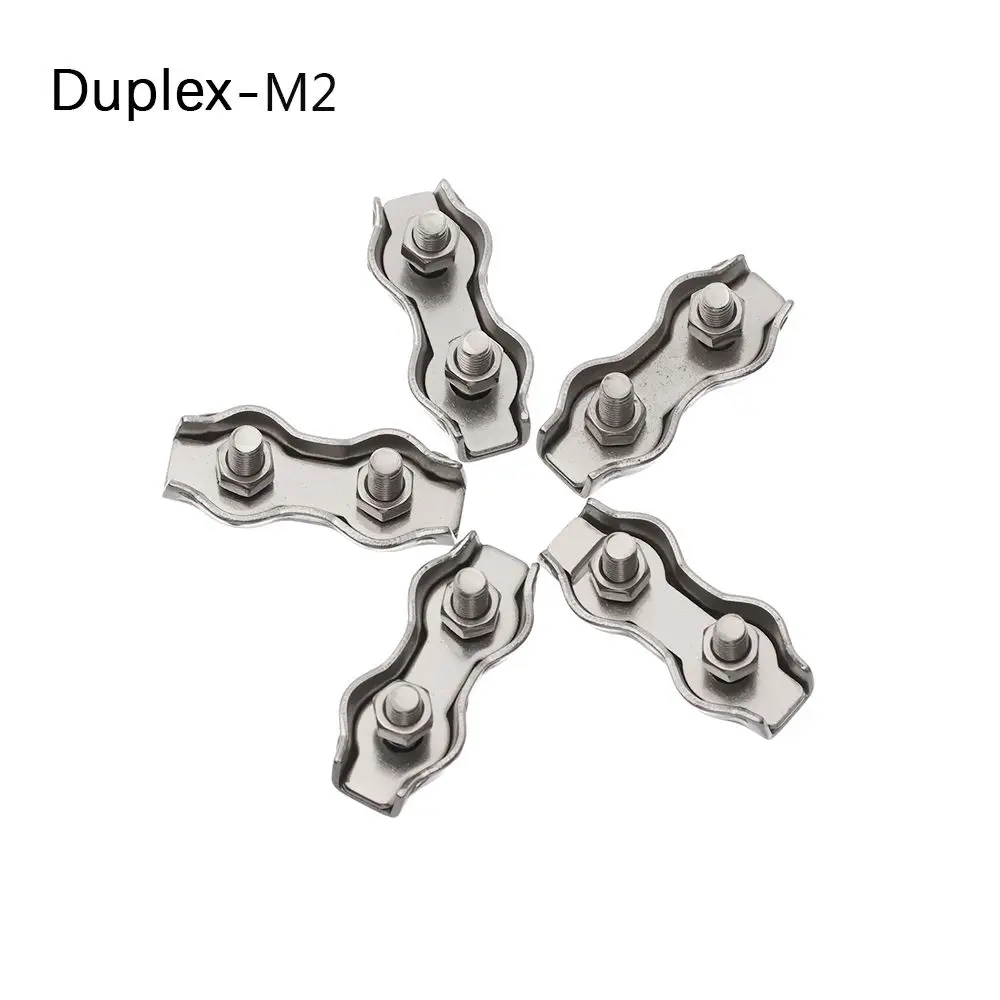 5Pcs M2-M5 Stainless Steel Simplex 1/2-Post Bolt Clip Wire Rope Cable Clamp Caliper Rope Simple Grip Thimbles Stainless Steel