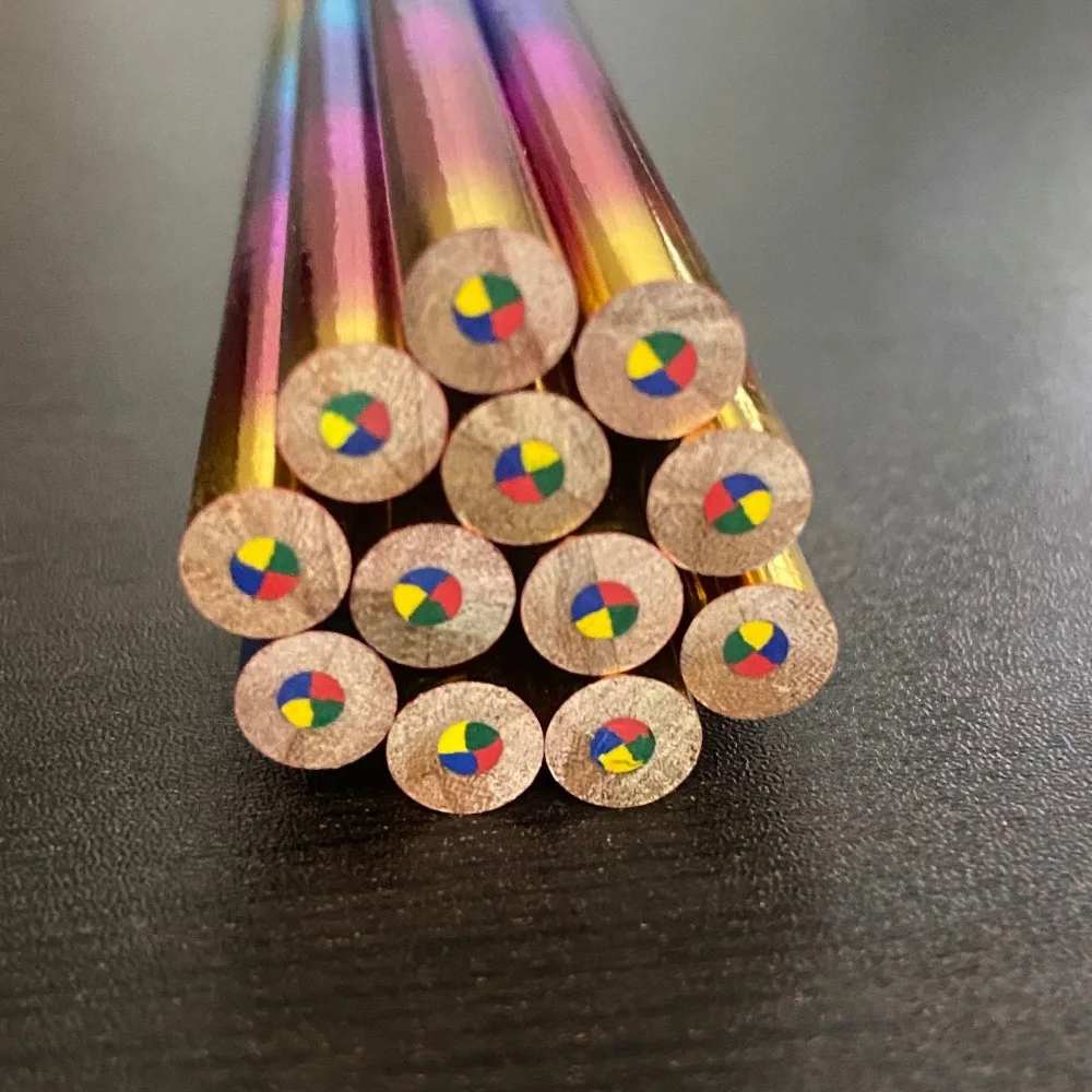 12Pcs Cute HB Rainbow Pencils Pencils Wooden Colored Pencil Set Colorful Graffiti Crayons Rainbow Colour Pencil Set Gift