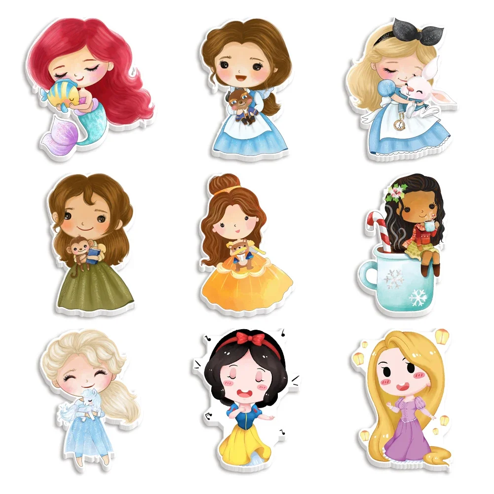 10pcs/lot Disney Cute Princess Marvel Series Acrylic Resin Silica Keychain For Personalised Gift Resin Keyring Bag Decor