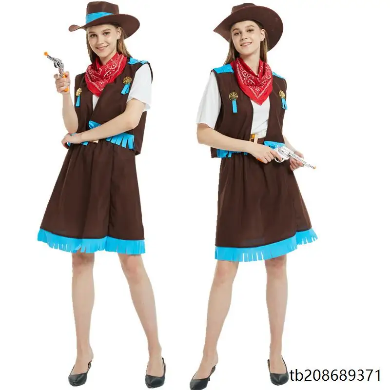 زي رعاة البقر الغربي للبالغين، ملابس تنكرية للنساء، أزياء للهالوين والحفلات التنكرية، زي مسرحي