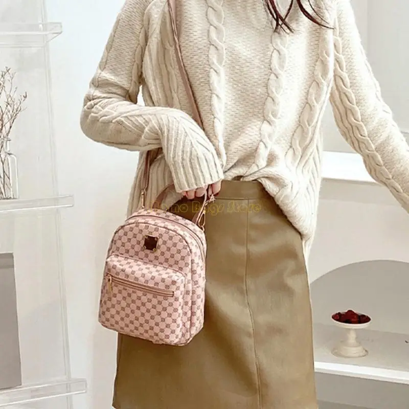 X90D Trendy Pu Leder Rucksack Schultasche Rucksack Daypack für den täglichen Gebrauch