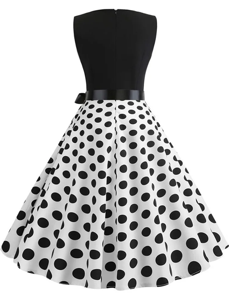 Black Polka Dot Party Women Summer Red Pin Up Rockabilly Robe Femme 50s 60s Elegant Vintage Dress