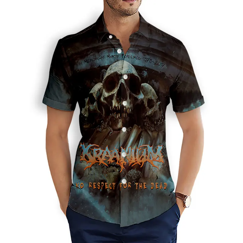 Kraanium Rock 3d bedruckte Mode Freizeit hemden Herren/Damen kurze Ärmel lose atmungsaktive Hawaii-Shirts