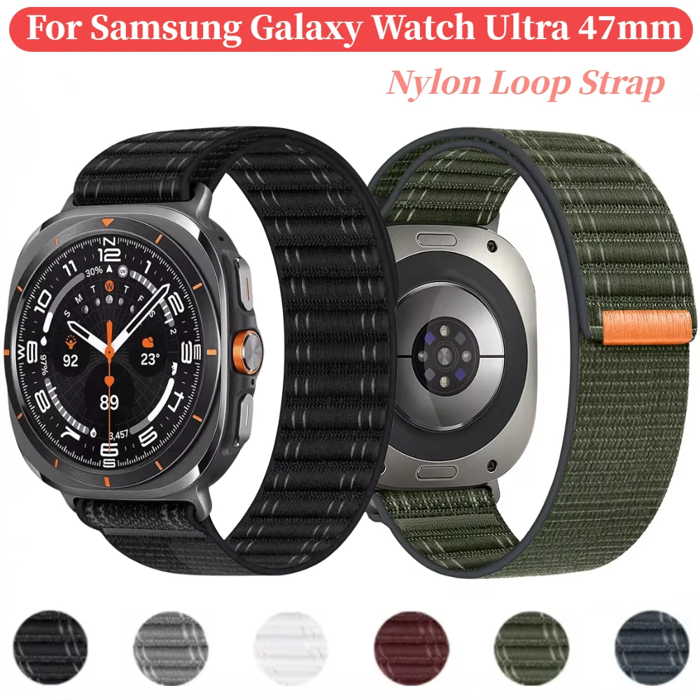 Ремешок нейлоновый для Samsung Galaxy Watch Ultra 47 мм, спортивный Воздухопроницаемый сменный Браслет для Galaxy Watch Ultra 47 мм