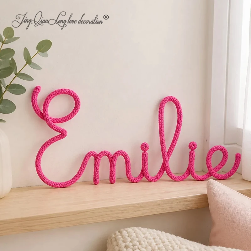 Custom Knitted yarn name sign, personalised nursery wall decor in cursive lettering Boho Nursery Decor, Baby Gift, Yarn Sign