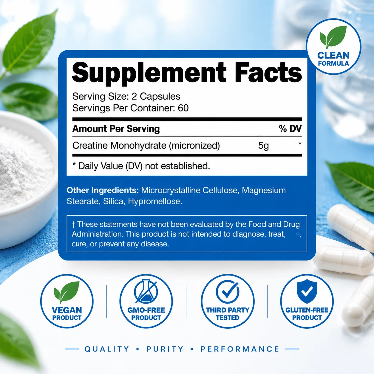 Creatine Monohydrate - Helps Build Muscle, Support Workout Recovery, Increases Endurance, For Mood, Improve Cognitive Function