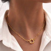 Choker neck Golden Women's Stainless Steel Necklace Large Cross Chain Fashionable and Simple Jewelry Necklace 2025 Women's Trend