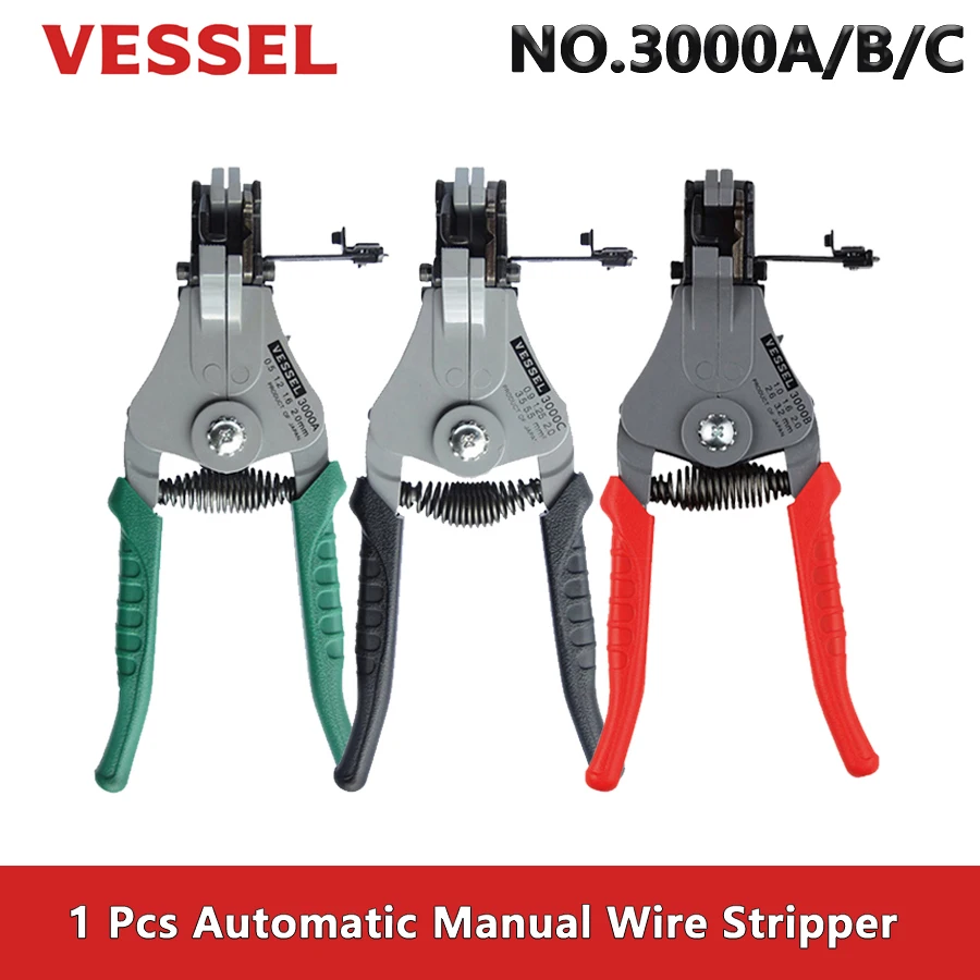 VESSEL 3000A 3000B 3000C Automatic Manual Wire Stripper Decrustation Plier Professional Electrical Cable Pliers Repair Hand Tool