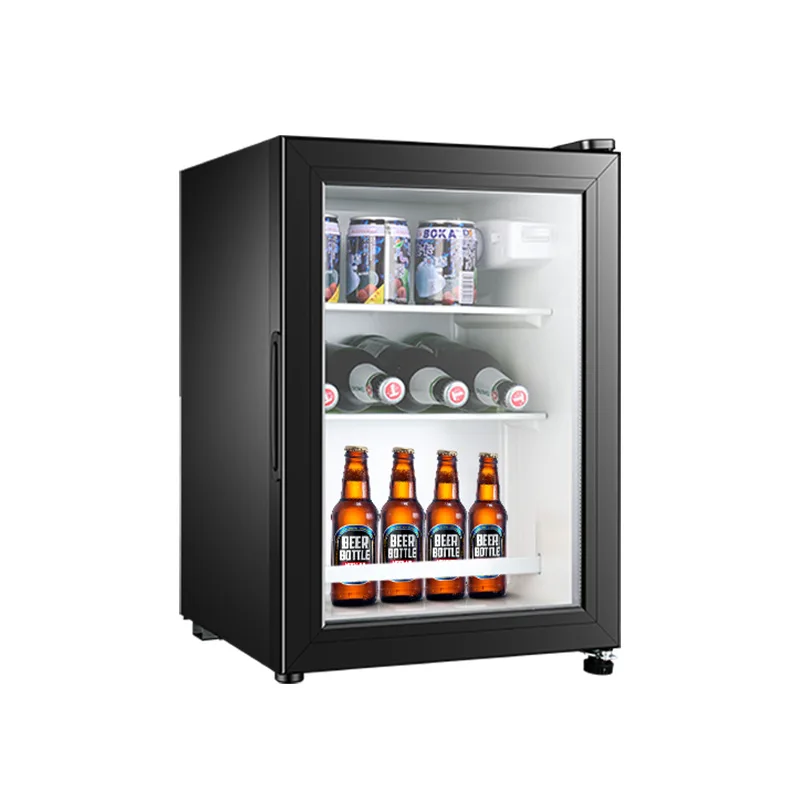 Ice Bar Small Freezer Refrigerator Wine Cabinet Tea Refrigerator Mute Hotel Room Auto-Defrost 48L Tempered Glass Door