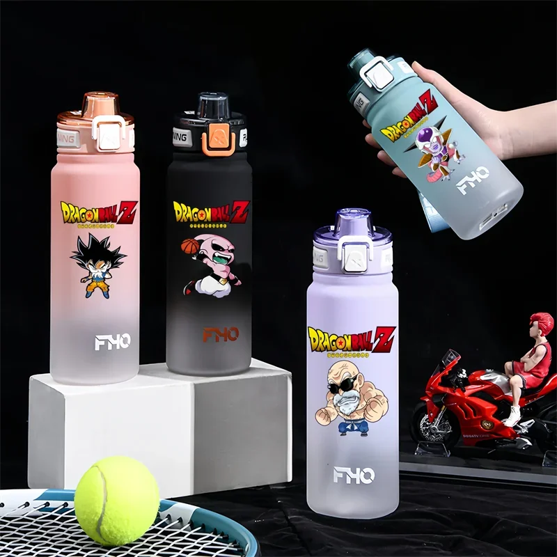 Dragon Ball 750ml Anime Plastic Anti-Drip Water Bottle Fitness Sports Large Capacity Torankusu Roshi Children and Students