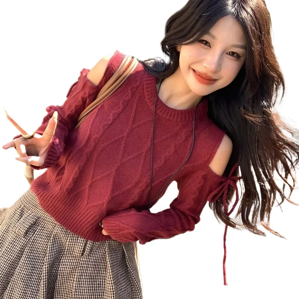 

Women Sweater Autumn Winter O Knitted Hollow Out Pullovers Soft Warm Basic Tops Korean Fashion Long Sleeve Slim Bottoming Shirts