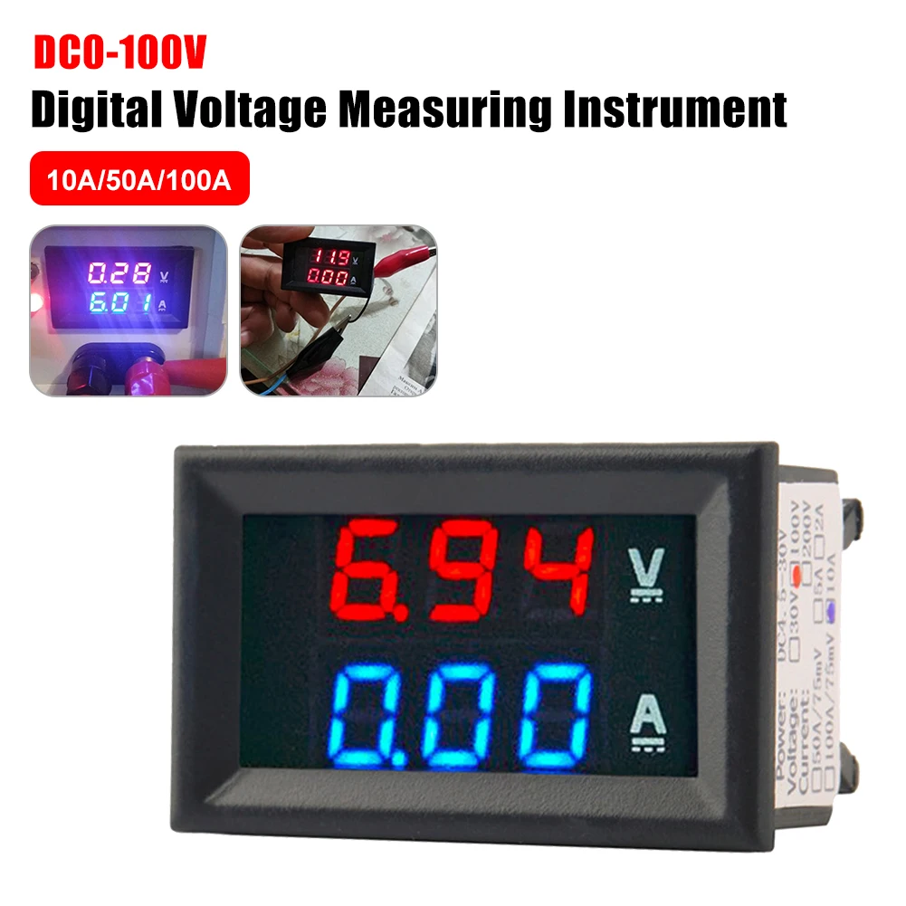 DC 100V 10A Voltmeter Ammeter LED Dual Digital ampere volt Meter Voltage Current Detector Tester Gauge for Car Auto Motorcycle