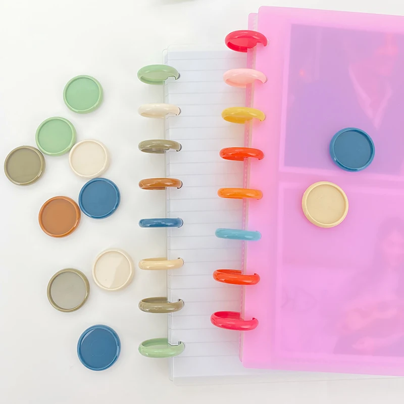 12pcs 24mm Mushroom Hole Binder Ring Plastic Discs for Notebook and Journal Planner Plastic Ring Chest Binders Office Supplies