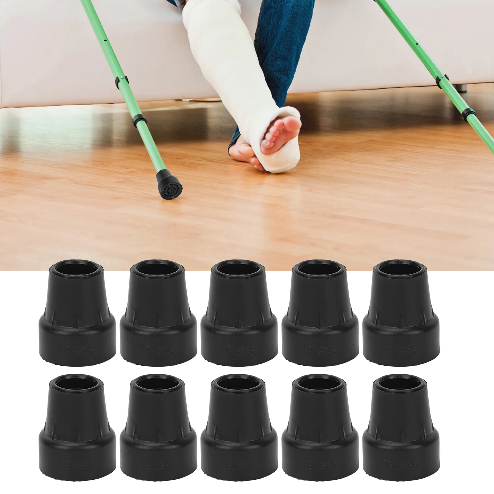 

10pcs Crutch Tip Rubber 19mm Inner Diameter Slip Resistance Heavy Duty Walking Cane Tip Crutches Crutch Tips Rubber Cane