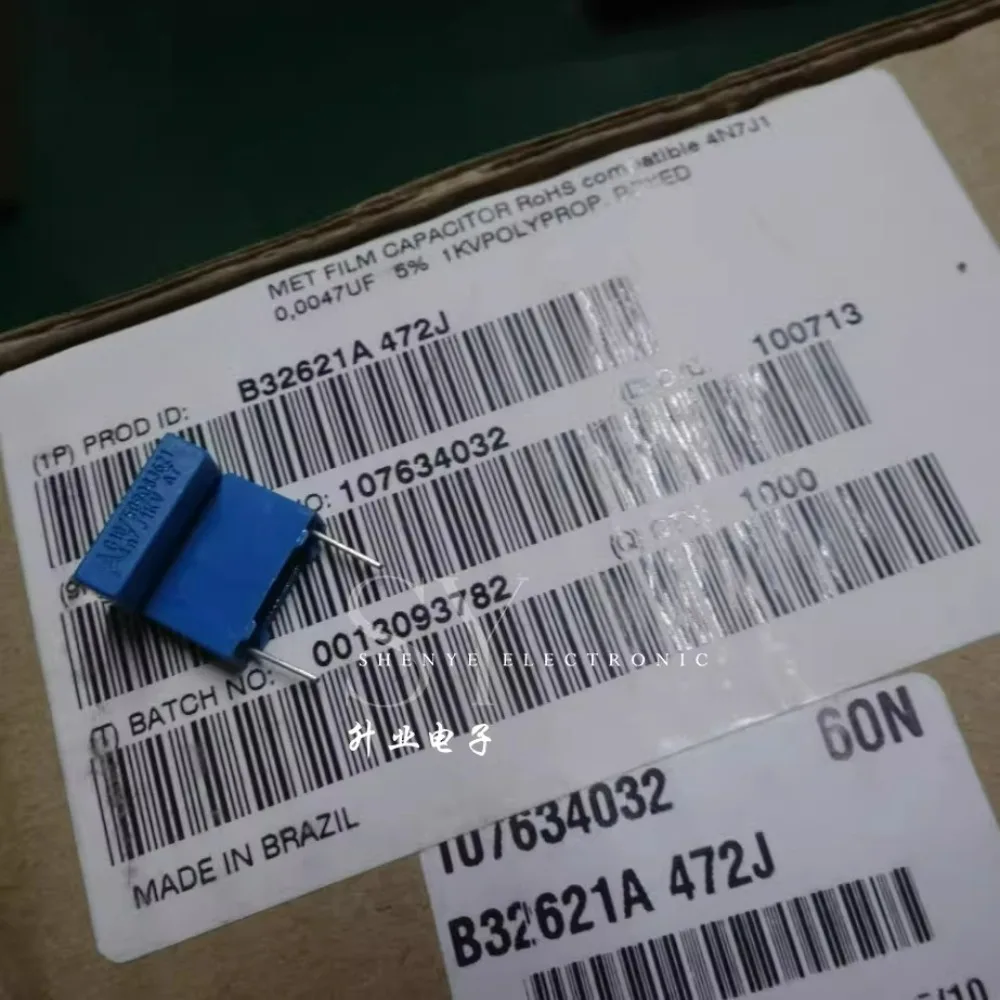 

10pcs/lot EPCOS 0.0047uf/1000v 4.7nf 4700pf 4n7 472 Brand New 10mm Film Capacitor B32621A472J