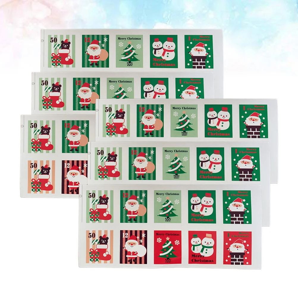 6 Sheets School Stationery Christmas Stickers Label Gift Santa Paper for Gifts Cartoon Kids Merry Scrapbooking