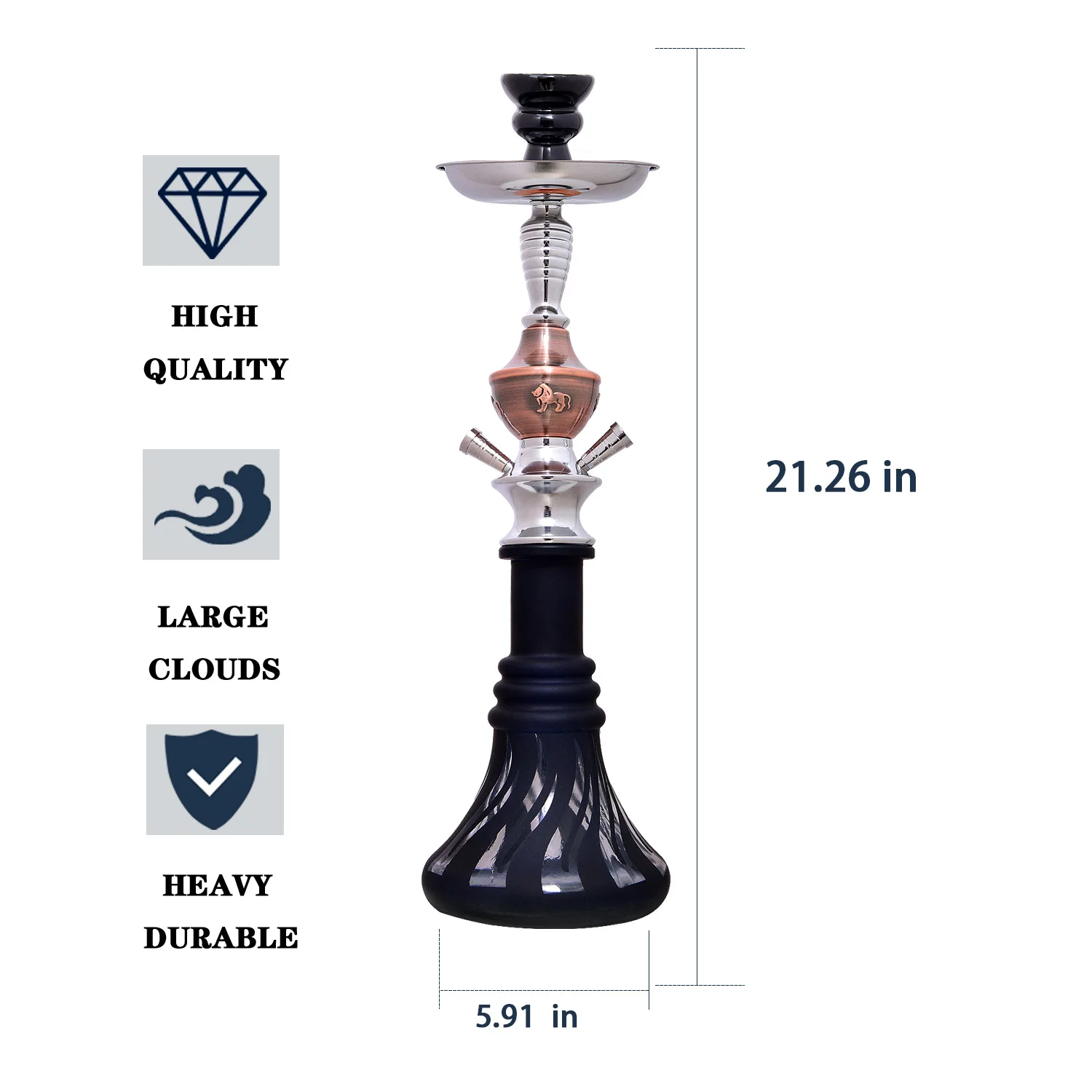 Double tube Arabic hookah set medium size 2 tube bar KTV hookah multi tube glass