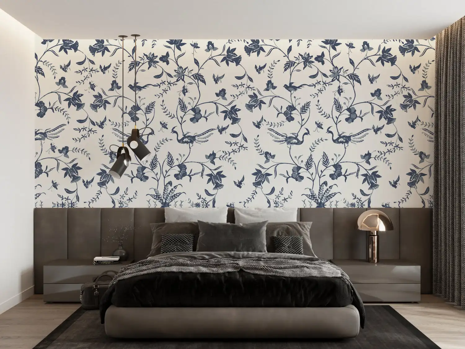 Custom Photo Wall Mural French Country Style Vintage Birds Branches Botanical Wallpaper  Pastoral Wall Art for Living Room