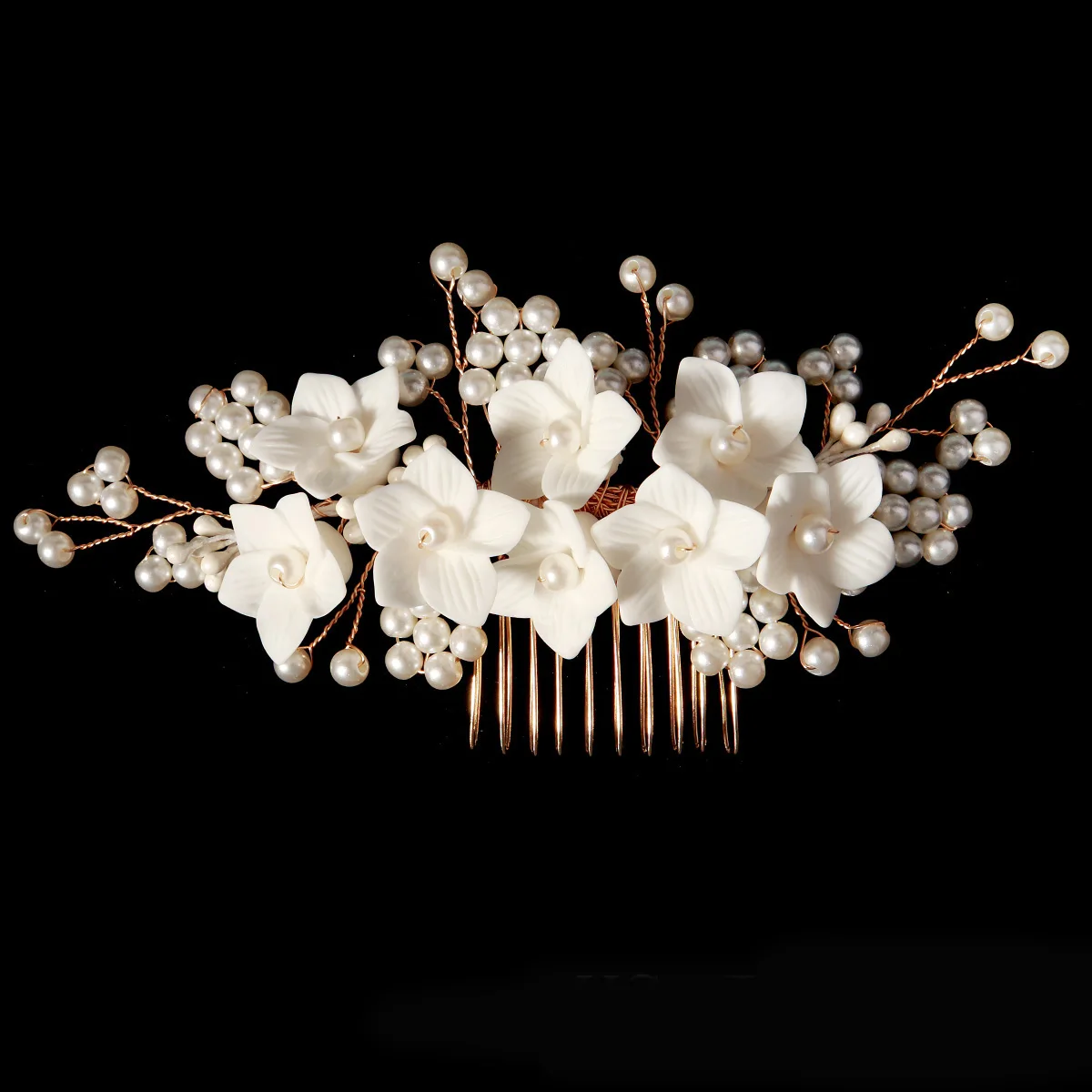 

Classic Polyester Resin Handmade Floral Bridal Hair Comb Elegant Golden Pearl Hair Clip Girl's Barrette Hair Jewelry Accessories